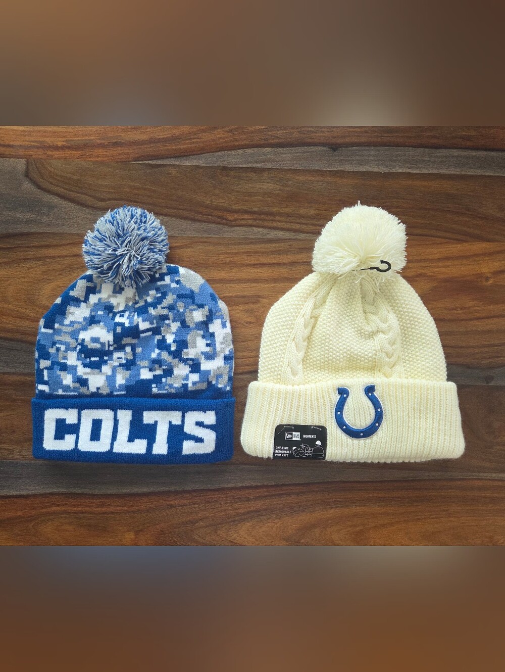 Colts Beanies Set Of 2, Lucas Oil, NWT, Football, Warm, Pom Pom, Hats